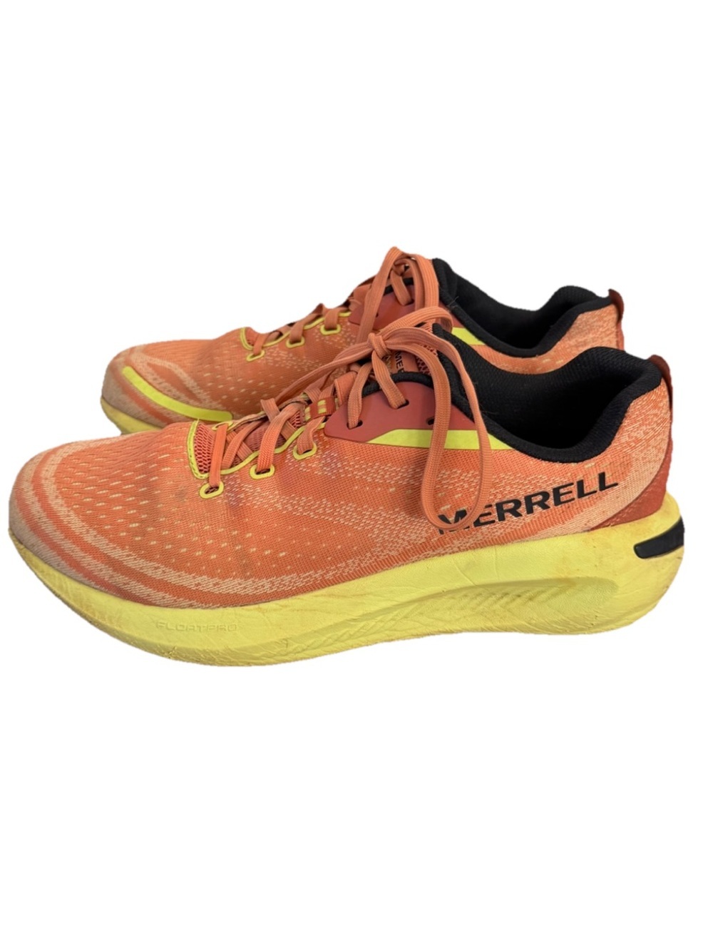 Merrell Morphlite Trail Running Shoes Sneakers Melon Orange Yellow Mens Sz 10.5